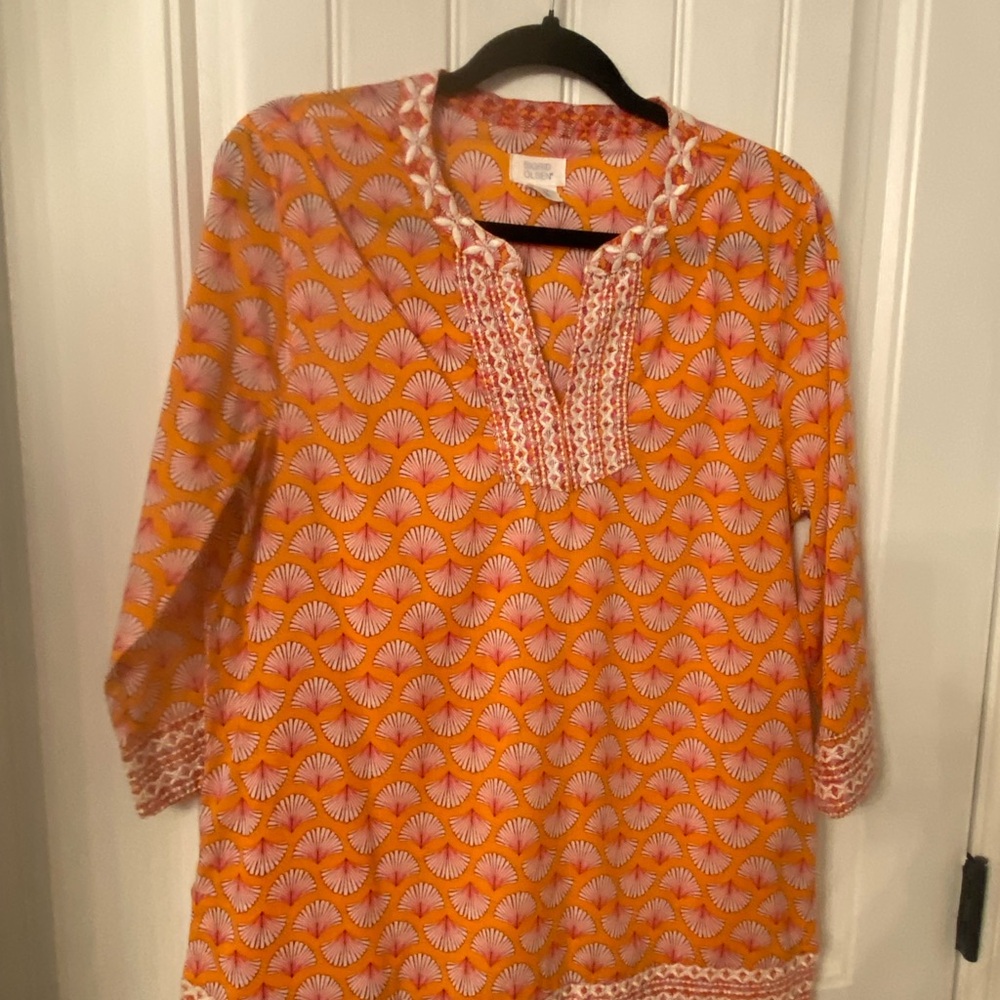 Sigrid Olsen tunic, size M, 100% cotton. 3/4 length sleeve